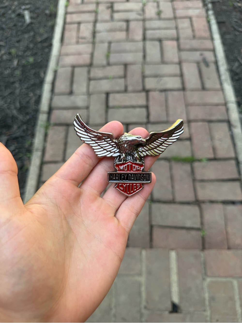 Brand new 1980s Chrome Harley Davidson western style eagle belt buckle